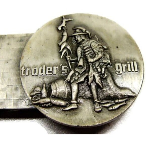Trader's Grill Money Clip Credit Card Cash ID Holder Silver Tone Advertisement - Picture 1 of 7